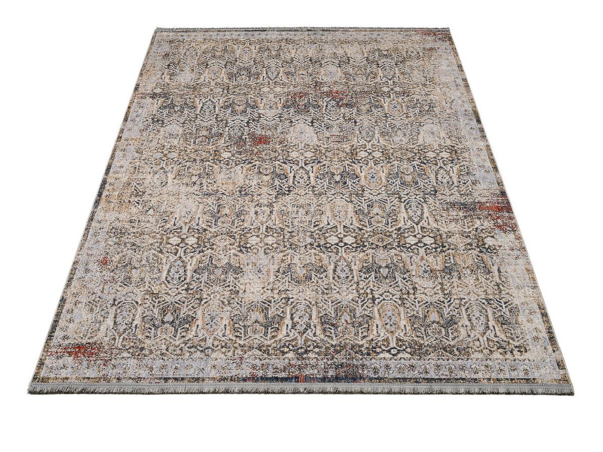 VINTAGE-TEPPICH MERKUR - Blau/Beige, Design, Textil (133/190cm) - Novel