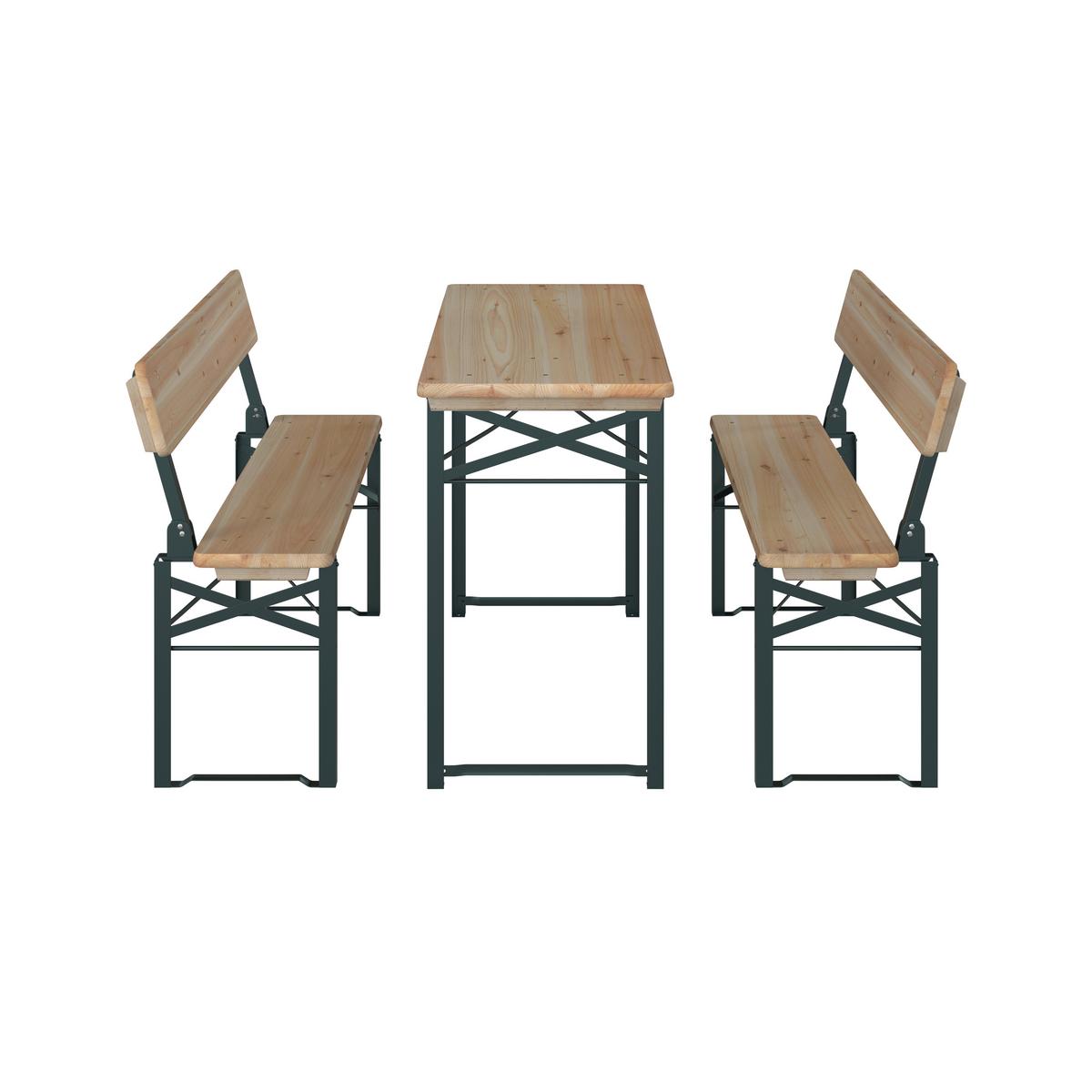 Biertischgarnitur 3-Tlg Marco aus Holz/Metall - Schwarz/Naturfarben, MODERN, Holz/Metall (117/117/75/83.5/45/39cm) - James Wood