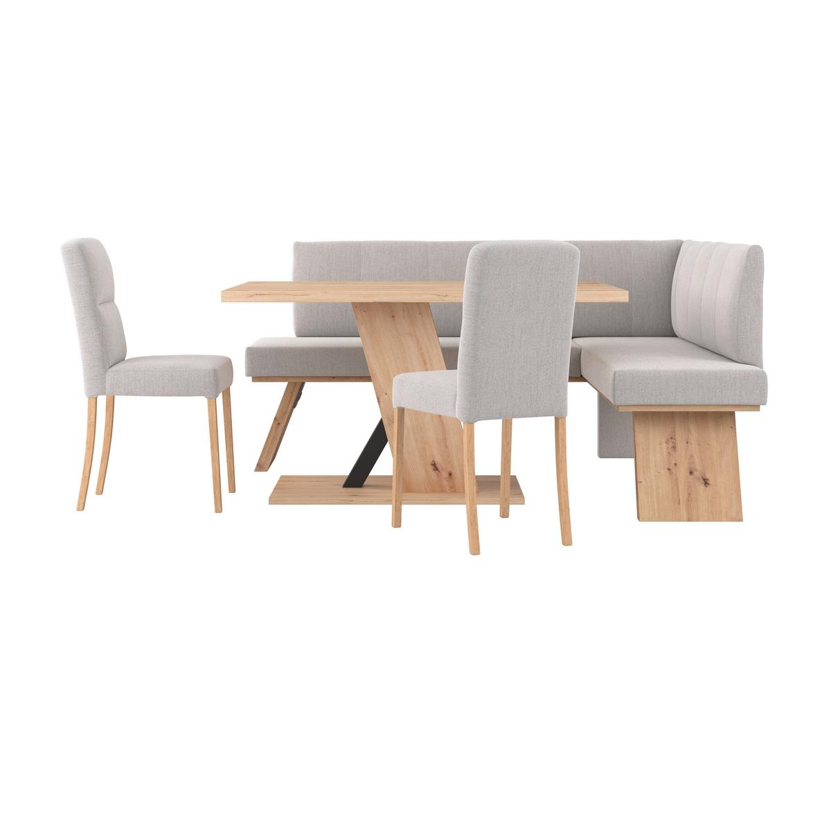 Eckbank Emma Ii Webstoff Hellgrau, B: 185 Cm - Eichefarben/Hellgrau, KONVENTIONELL, Holzwerkstoff/Textil (185/150cm)