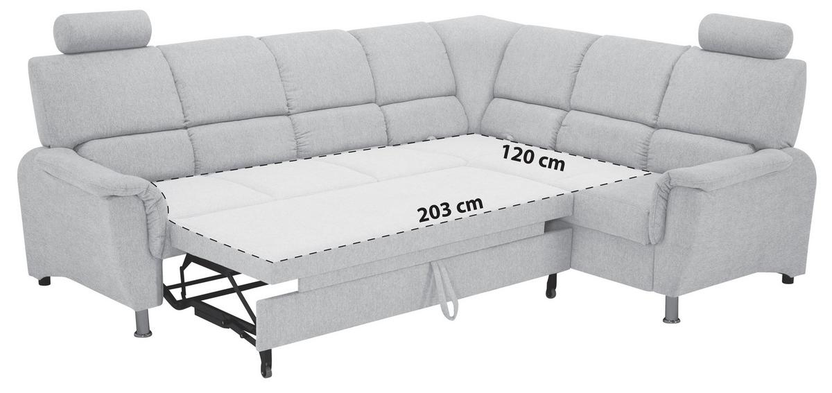 Ecksofa Marsylia Blaugrau S: 270x216 cm - Silberfarben/Blaugrau, Design, Holz/Textil (270/216cm) - Livetastic