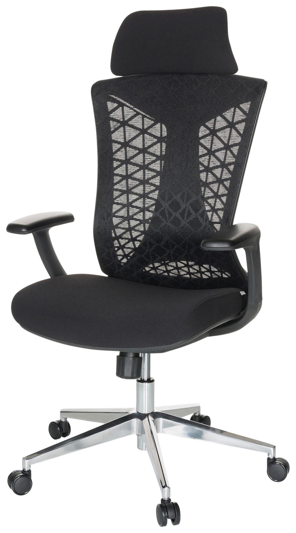 Bürostuhl Faleo b mit Wippfunktion Schwarz Bis 120kg - Silberfarben/Schwarz, Basics, Kunststoff/Textil (67/115/69cm) - MID.YOU