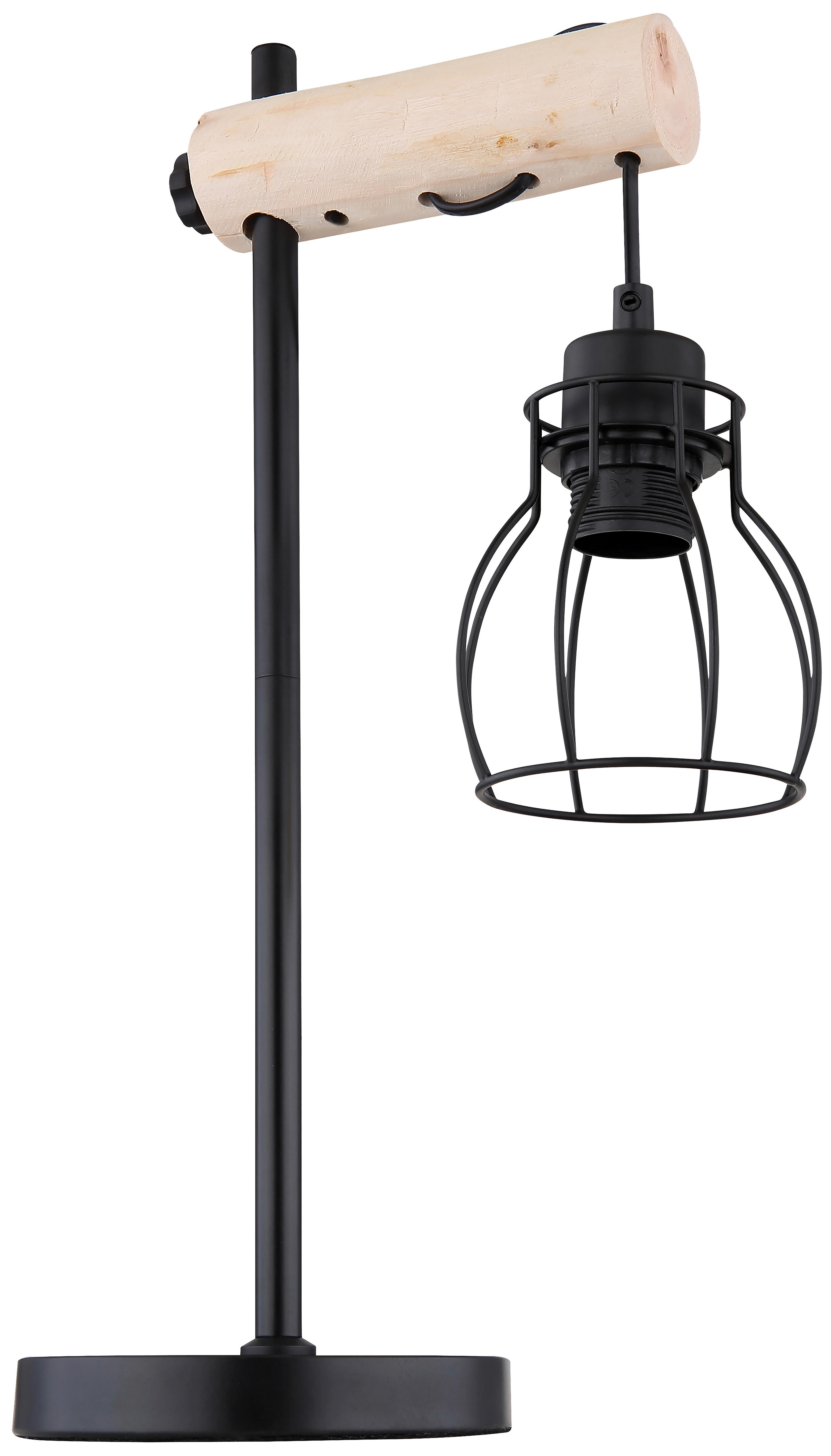 Stolní Lampa Aaliyah,bez 1x E27 Max. 40w - černá/přírodní barvy, Romantický / Rustikální, kov/dřevo (16/48cm) - Modern Living