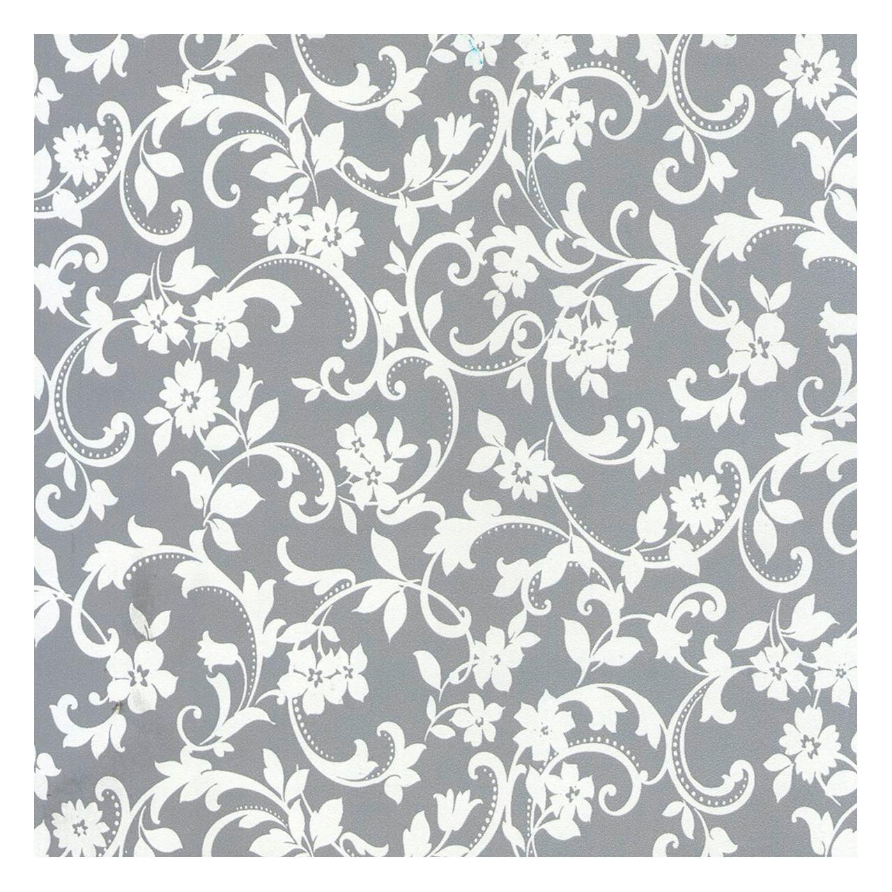 Klebefolie Floraldesign Grau/Weiß Basic-Line 45x150 cm - Weiß/Grau, KONVENTIONELL, Kunststoff (45/150cm)