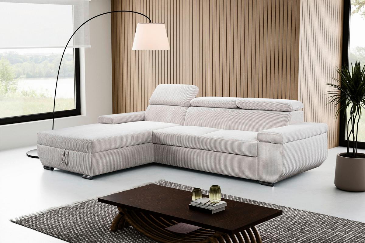 Sofa Lars Beige, Lf: 146x240 Cm - Chromfarben/Creme, Basics, Textil (189/268cm) - Livetastic