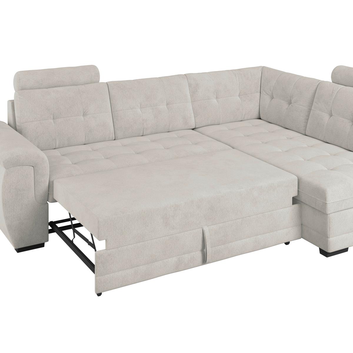 Ecksofa mit Schlaffunktion Falco new Beige 251x183 cm - Beige/Schwarz, KONVENTIONELL, Textil (251/183cm) - Ondega