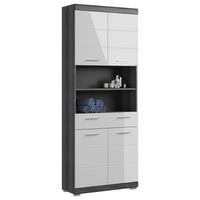 Badezimmer Hochschrank Scout B: 74 cm Anthrazit/Grau - Weiß Hochglanz/Anthrazit, MODERN, Holzwerkstoff (74/191/31cm) - MID.YOU