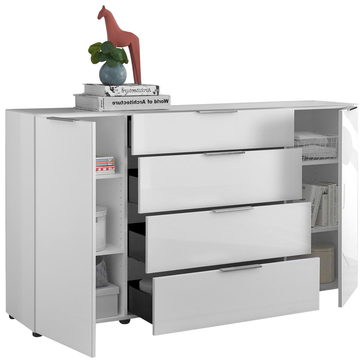 ŠIROKÁ KOMODA SIENA -EXKLUSIV- - čierna/biela, Modern, kov/kompozitné drevo (180/99/40cm) - Mömax