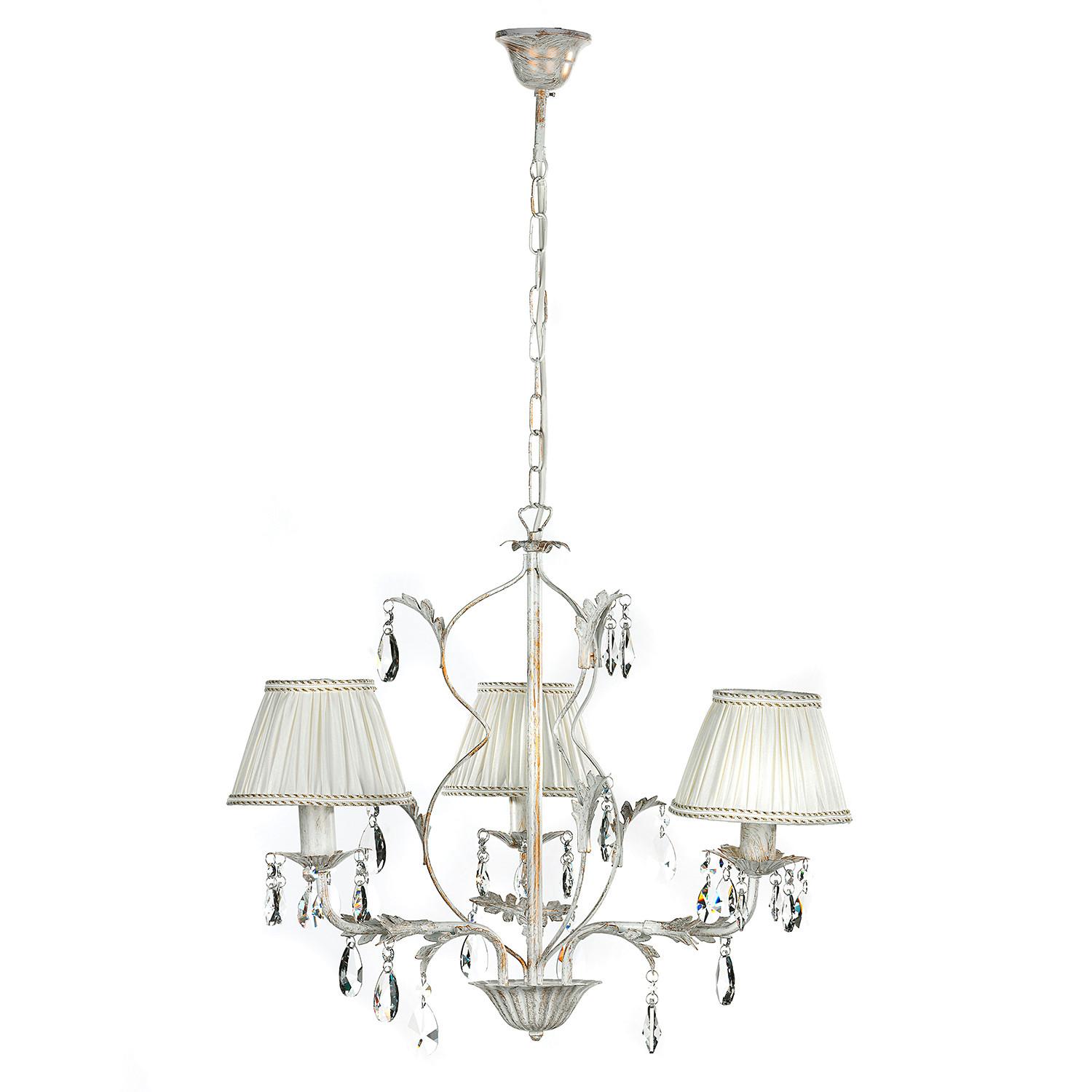 Kristall-Hängeleuchte 4669/3 - Weiß, Natur, Glas/Textil (60/105cm)