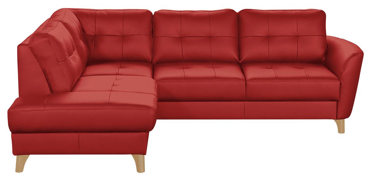 Ecksofa Nordic Rot S: 190x236 cm - Buchefarben/Rot, Design, Leder/Textil (190/236cm) - Livetastic