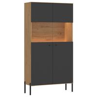 Vitrine Nurisa Anthrazit B: 90 cm - Anthrazit/Schwarz, Trend, Glas/Holzwerkstoff (90/181,3/40cm) - MID.YOU