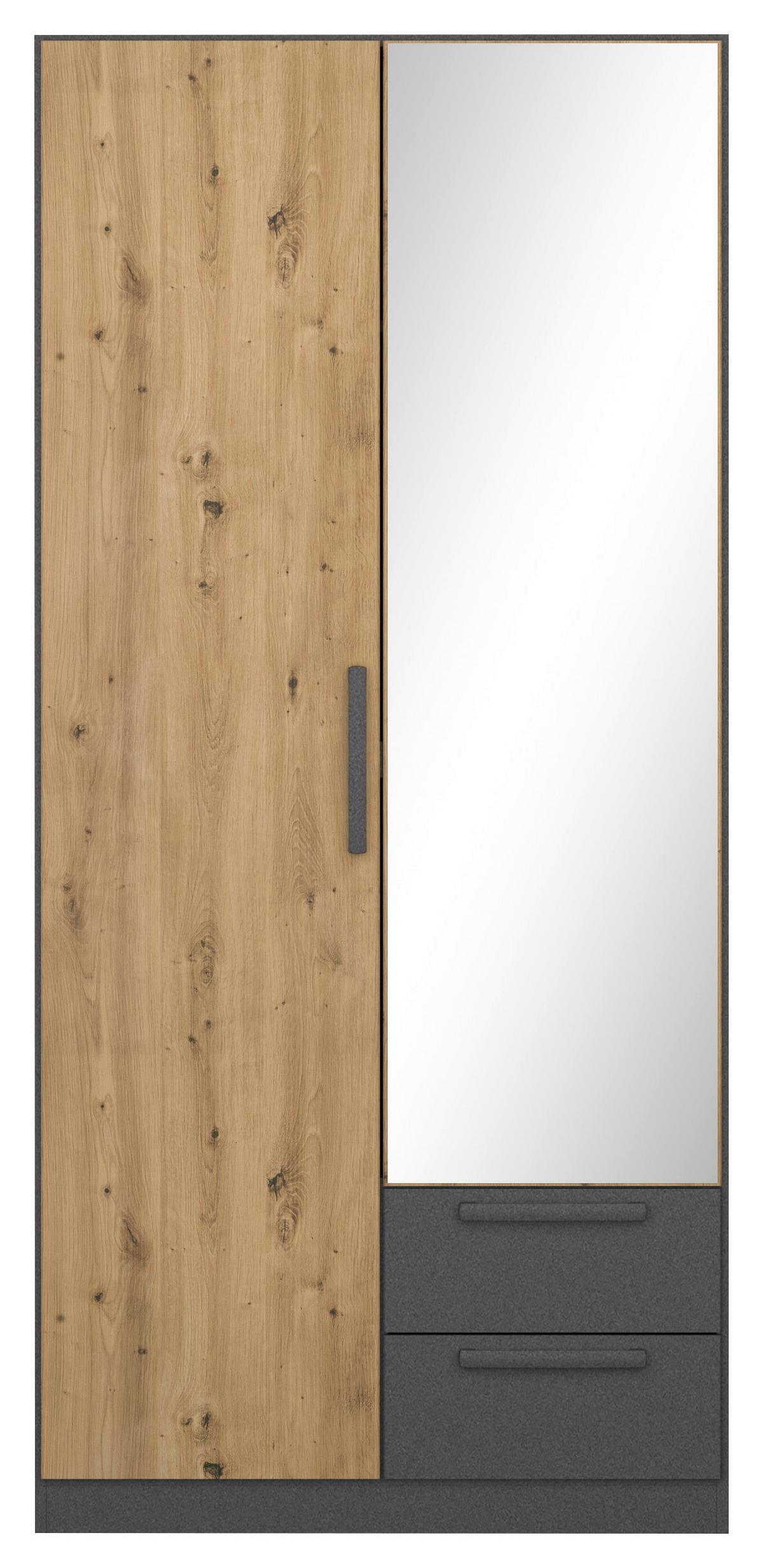 Drehtürenschrank Style-Up Eiche Artisan/Grau B: 91cm - Eiche Artisan/Grau, MODERN, Holzwerkstoff (91/197/54cm) - Rauch Möbel