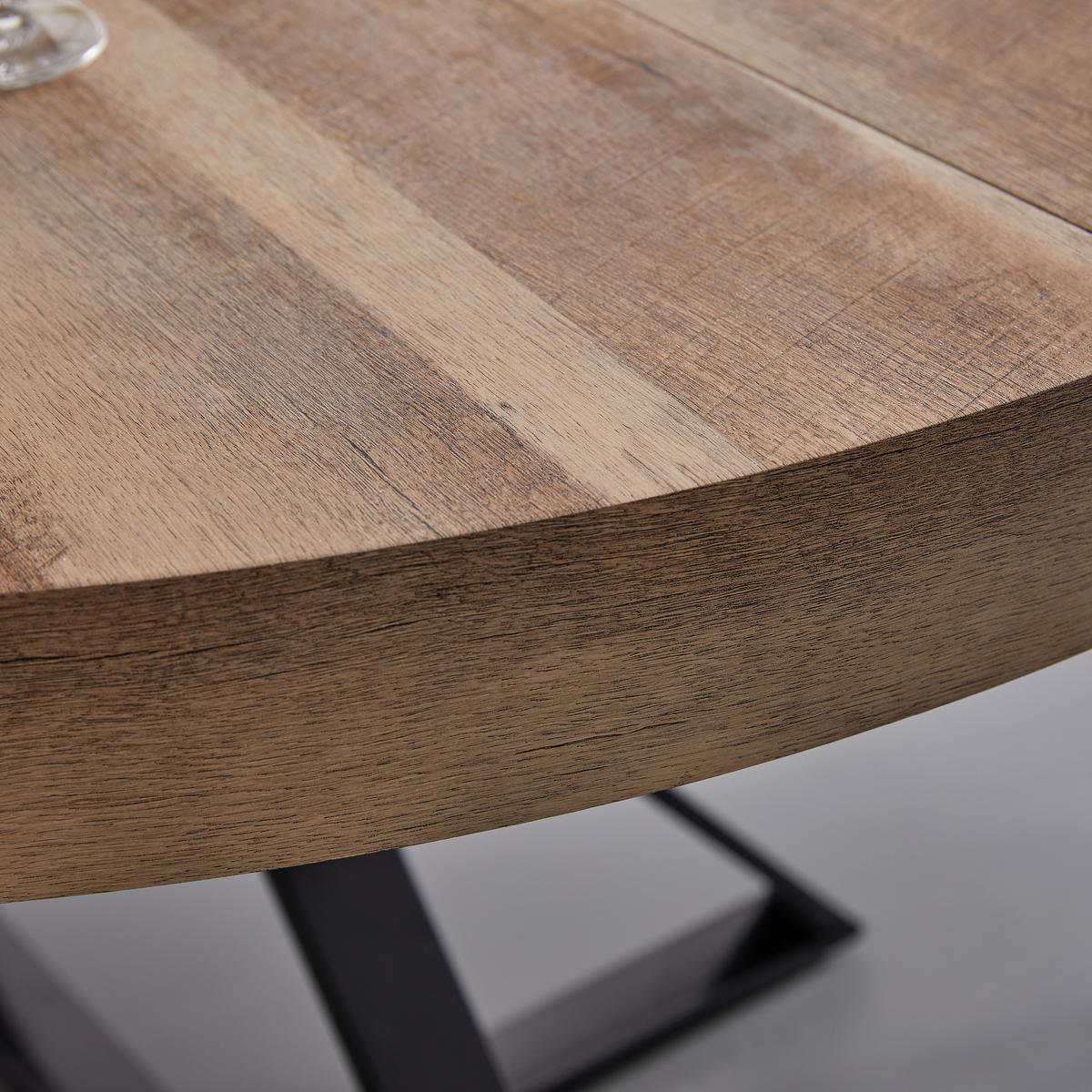 Rozkládací jídelní stůl LOUNA 120-160 cm - černá/barvy dubu, Moderní, kov (120-160/120/76cm) - Bessagi Home