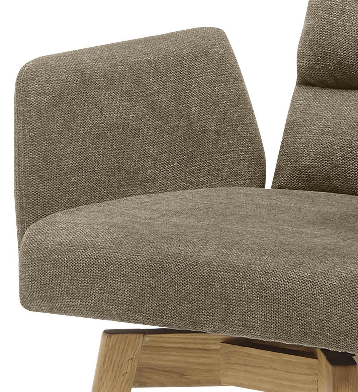 Armlehnstuhl Kampala Cappuccino Gepolstert - Eichefarben/Cappuccino, Basics, Holz/Textil (60/92/65cm) - MID.YOU
