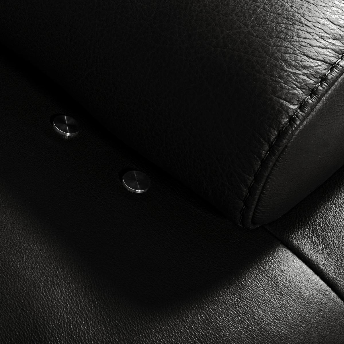 Ecksofa Como Echtleder Schwarz 237x306 - Schwarz/Grau, Design, Leder (237/306cm) - Livetastic