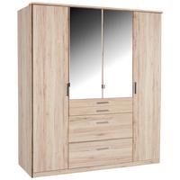 Drehtürenschrank Mit Spiegel + Laden 180cm Aachen Eiche Dekor - Eichefarben, KONVENTIONELL, Holzwerkstoff (180/198/58cm)