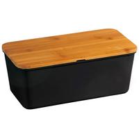 Brotbox Schwarz L: 34 cm - Schwarz/Naturfarben, Basics, Holz/Kunststoff (34/18/13.5cm) - Kesper