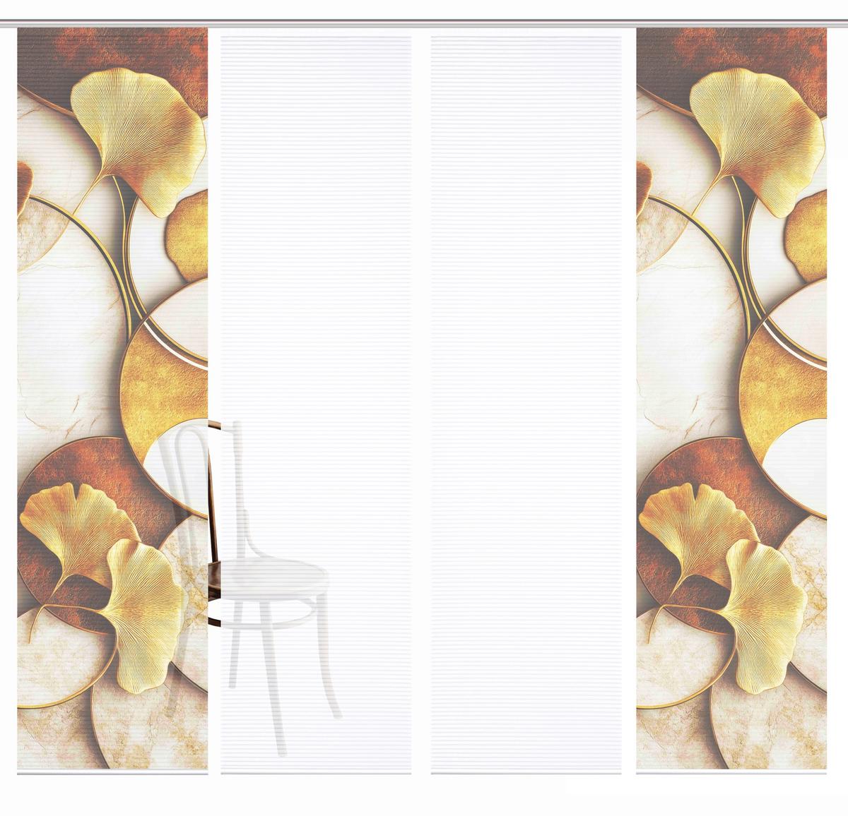 Flächenvorhang Storm 4er Set - Cognac/Goldfarben, Natur, Textil (60/245cm)