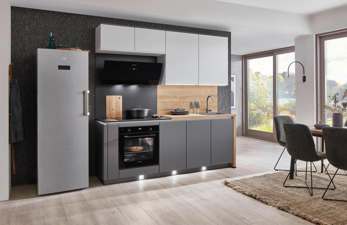 Küchenblock Toronto - Schieferfarben/Eichefarben, Design, Holzwerkstoff (220cm) - Vertico