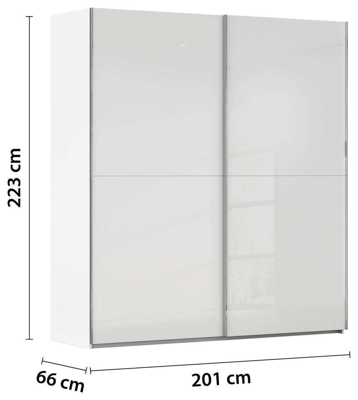 Šatníková skriňa FIFTY - biela/chrómová, Konventionell, kov/kompozitné drevo (201/223/66cm)