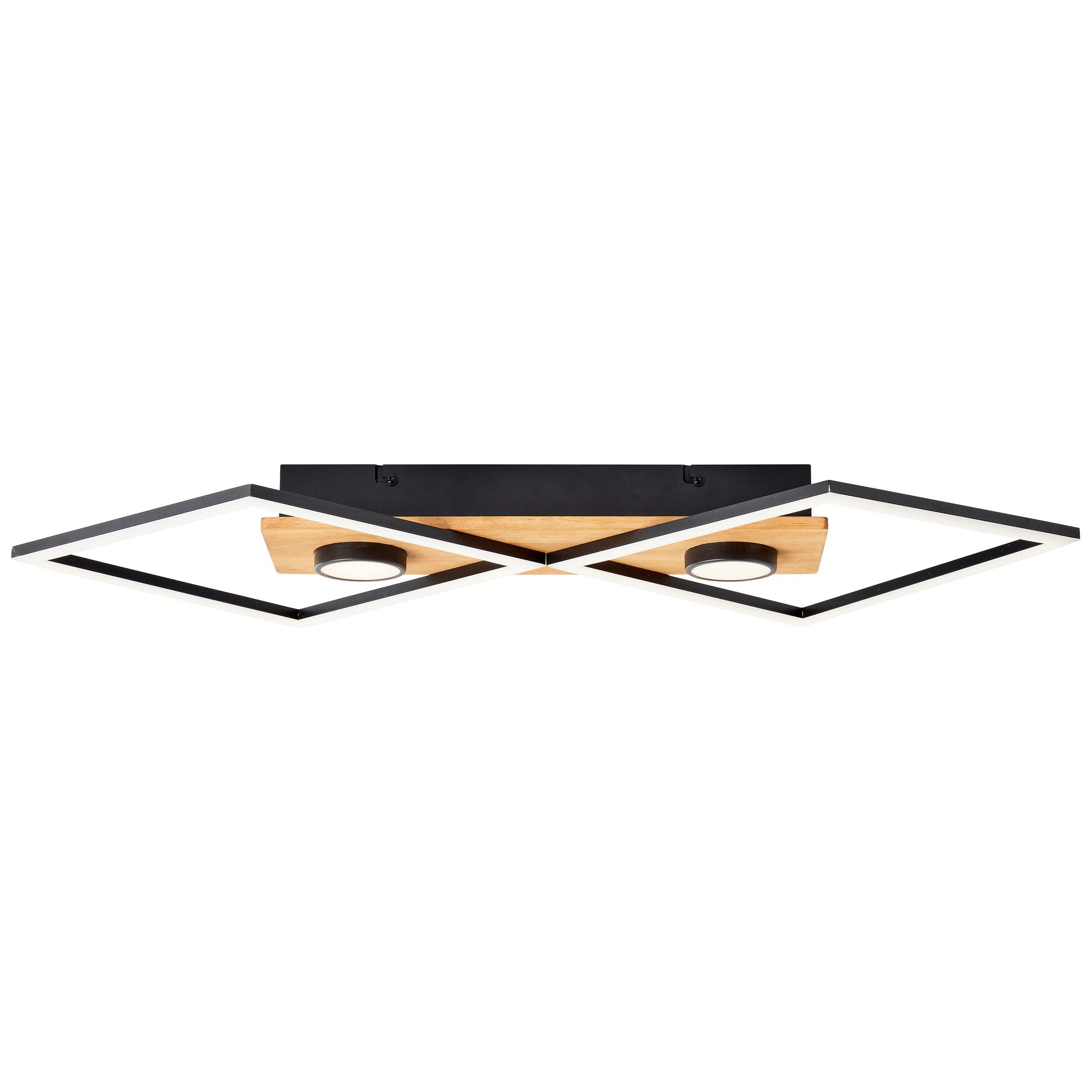 LED-Deckenleuchte Woodbridge L: 70,7 cm, 3-Fach Schaltbar - Schwarz/Braun, Design, Holz/Kunststoff (70,7/35,4/6,2cm) - Brilliant