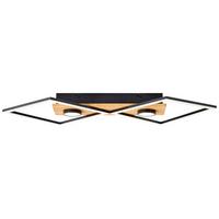 LED-Deckenleuchte Woodbridge L: 70,7 cm, 3-Fach Schaltbar - Schwarz/Braun, Design, Holz/Kunststoff (70,7/35,4/6,2cm) - Brilliant