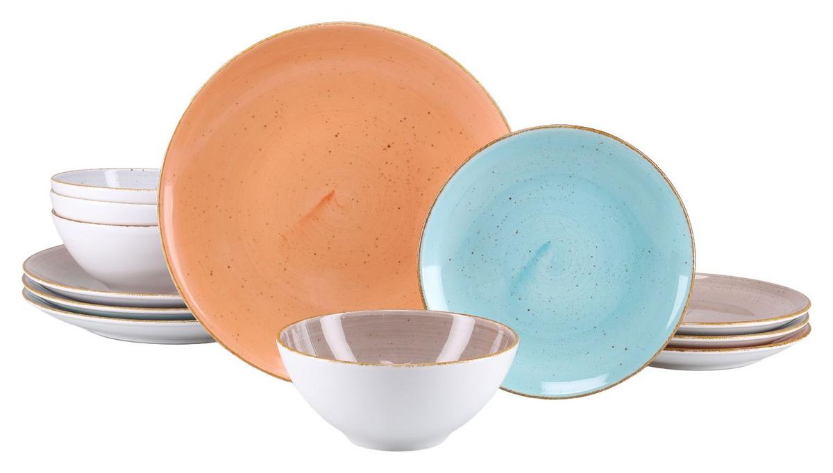 Tafelset Vintage Nature Bunt 12-Teilig, Stapelbar - Graubraun/Orange, Basics, Keramik - Creatable