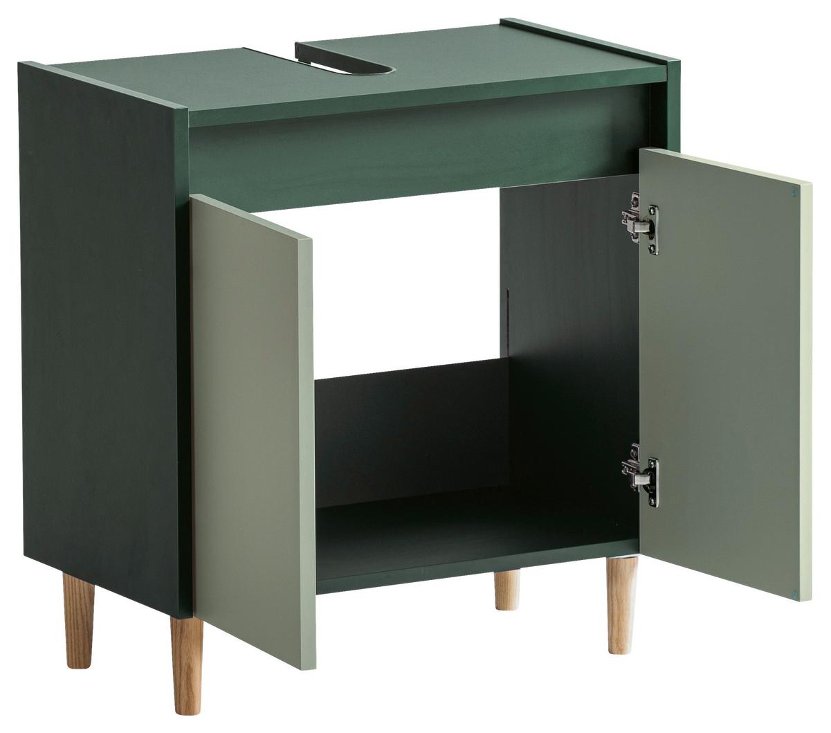 Waschbeckenunterschrank Lovis Wbu 570 - Dunkelgrün/Eschefarben, MODERN, Holzwerkstoff (56,9/60,1/33,0cm) - MID.YOU