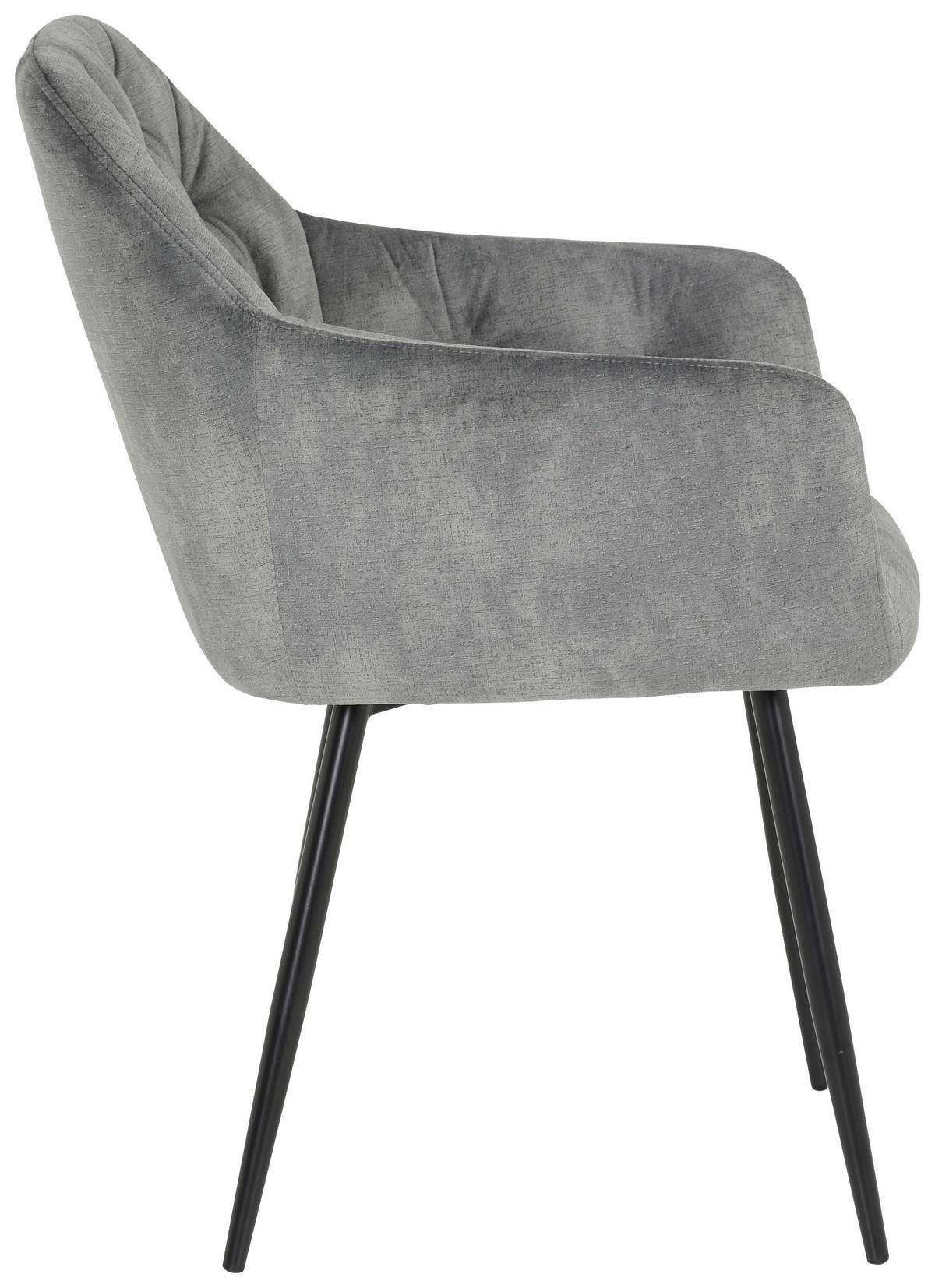 Armlehnstuhl-Set Tina I S Grau - Schwarz/Grau, MODERN, Textil/Metall (56/81/62cm) - MID.YOU