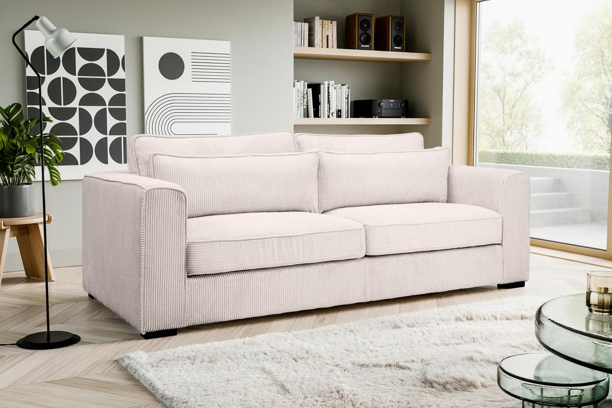3-Sitzer-Sofa Almera Greige B: 241cm - Greige/Schwarz, Basics, Holz/Textil (241/92/112cm) - MID.YOU