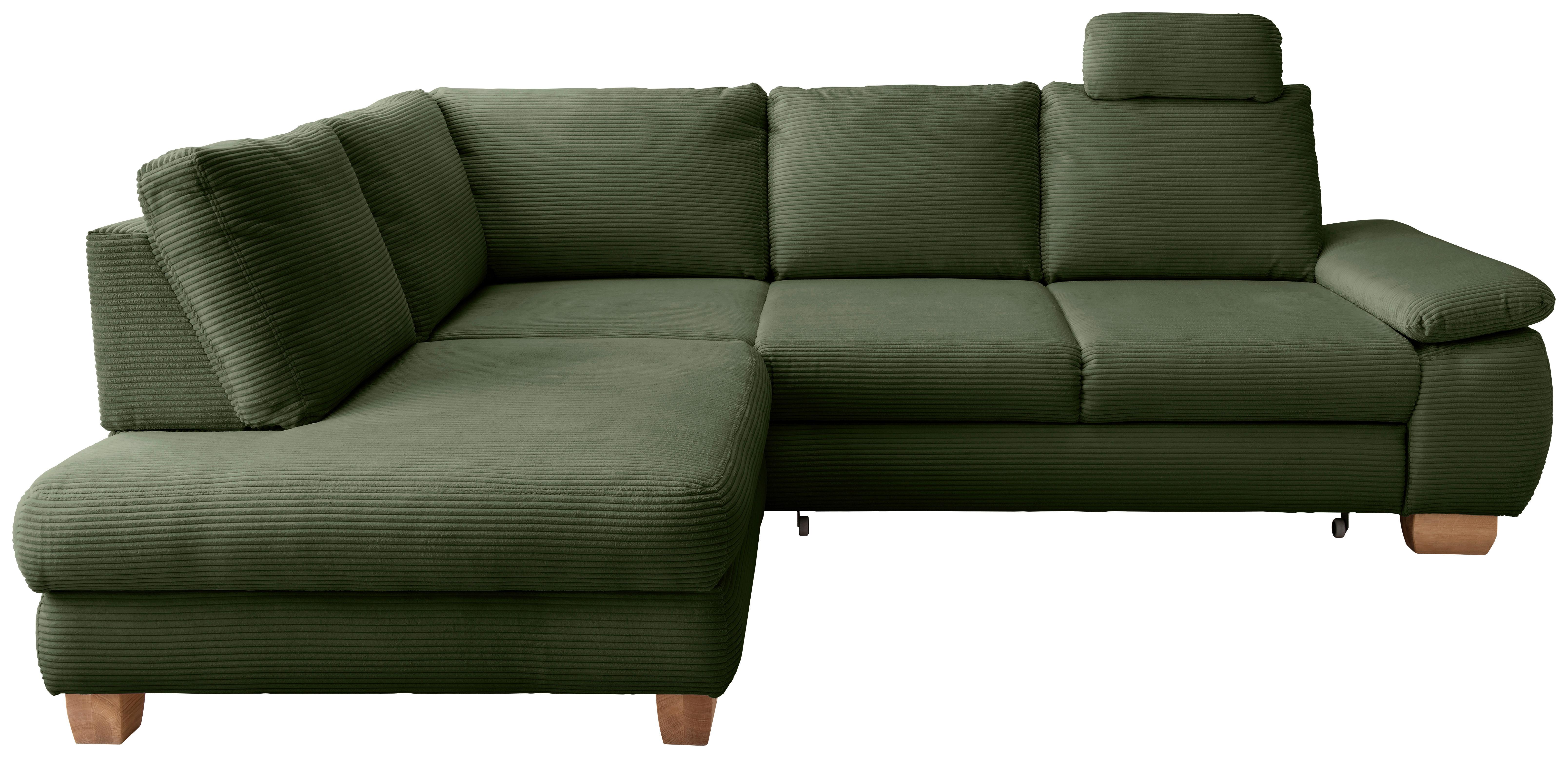 Eckschlafsofa Positano Dunkelgrün S: 206x261 cm - Wildeiche/Dunkelgrün, MODERN, Textil (206/261cm) - Livetastic