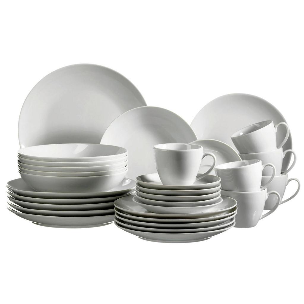 Kombiservice Barca Keramik 6 Personen Geschirr Set Weiß