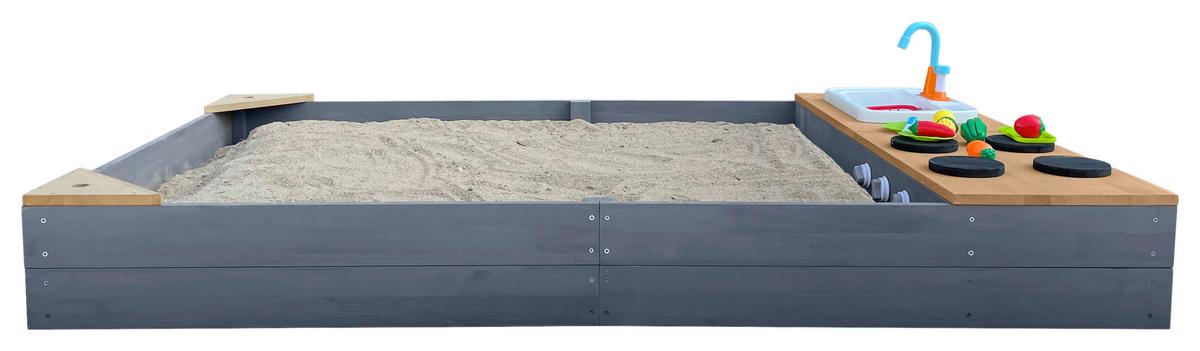 Sandkasten A031.015.20 - Braun/Grau, KONVENTIONELL, Holz (115/21,8/180cm) - Ambia Garden