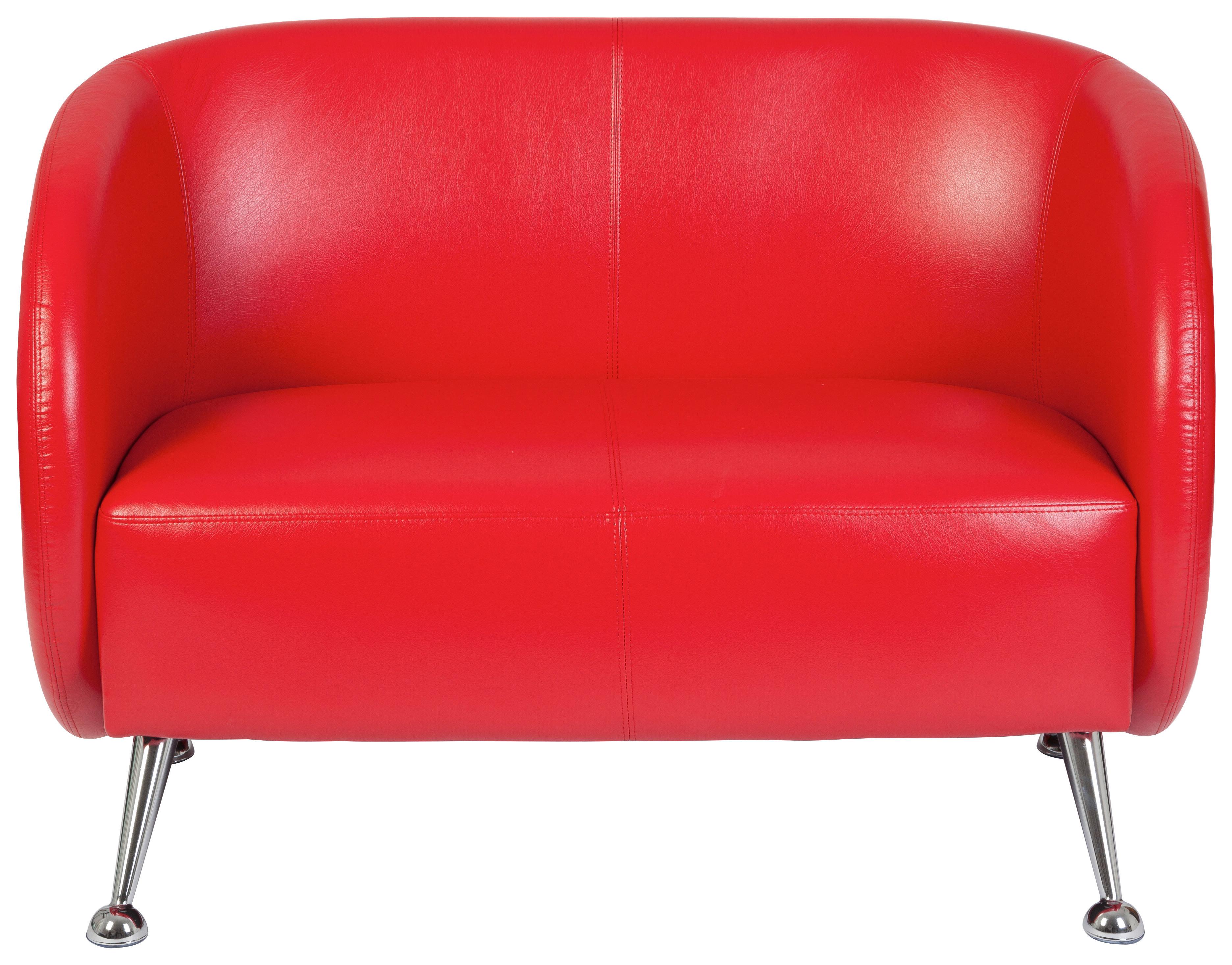 2-Sitzer-Sofa ST. LUCIA Rot - Chromfarben/Rot, MODERN, Textil (118/85/58cm) - MID.YOU