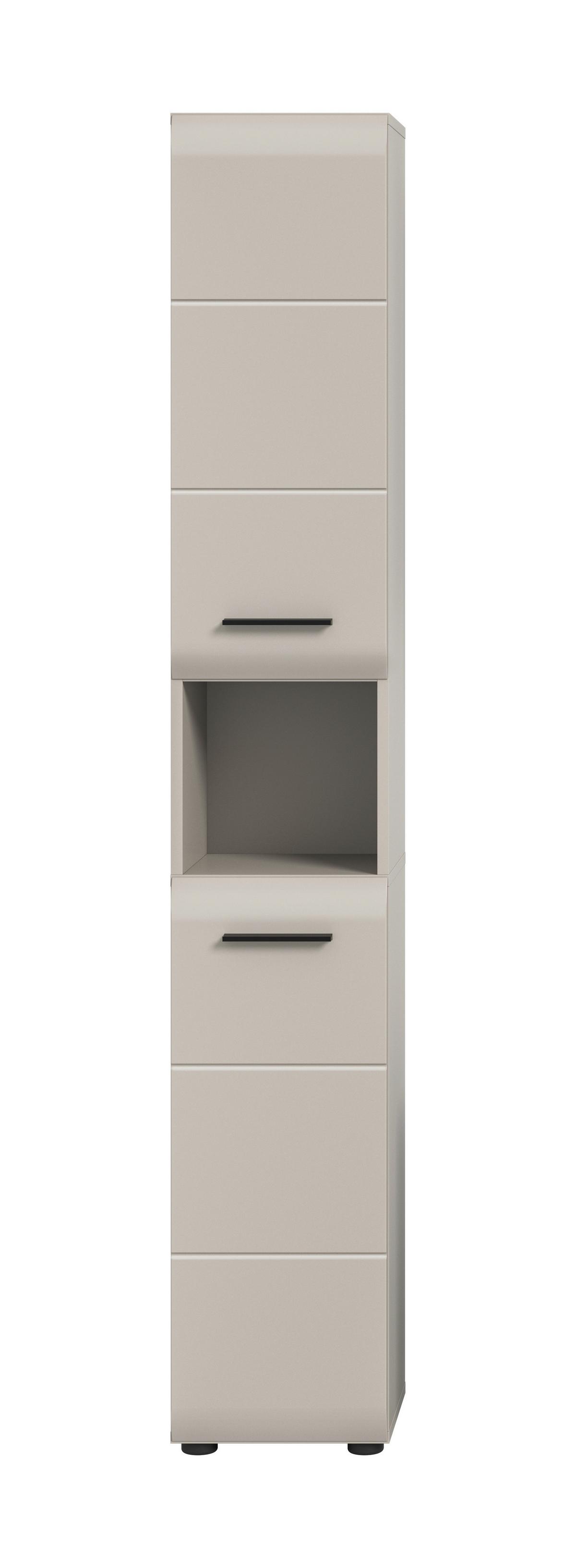 HOCHSCHRANK Ice Kaschmir B: 30cm - Kaschmir/Schwarz, Trend, Holzwerkstoff (30/185/30cm) - MID.YOU
