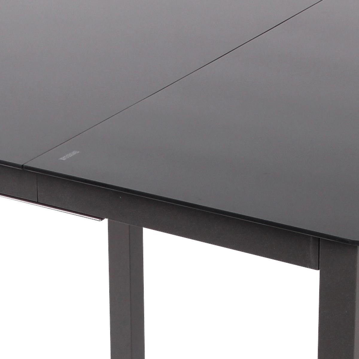 Gartentisch Aluminium/Glas L 80 cm - Schwarz, Basics, Glas/Metall (80/73/80cm) - MID.YOU