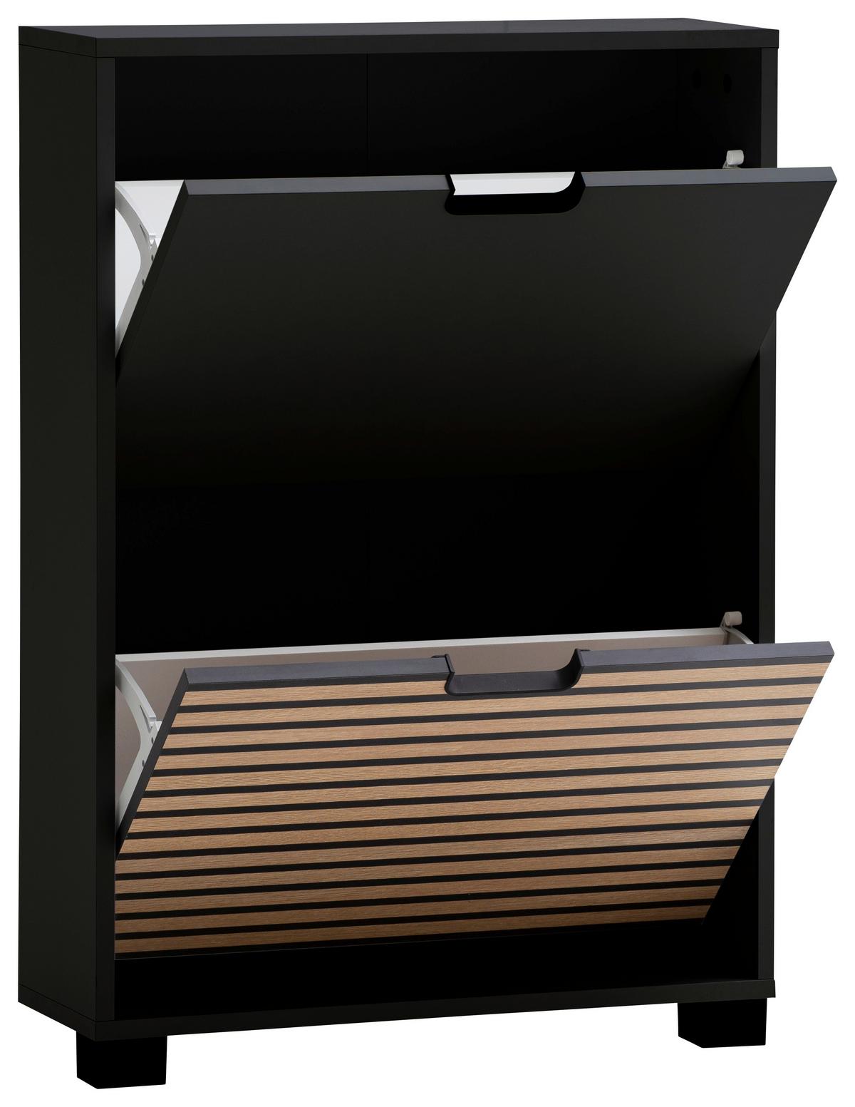 Schuhkipper Schwarz/eichefarben B: 59,8 Cm - Eichefarben/Schwarz, Design, Holzwerkstoff/Kunststoff (59,8/85,2/19,55cm) - MID.YOU