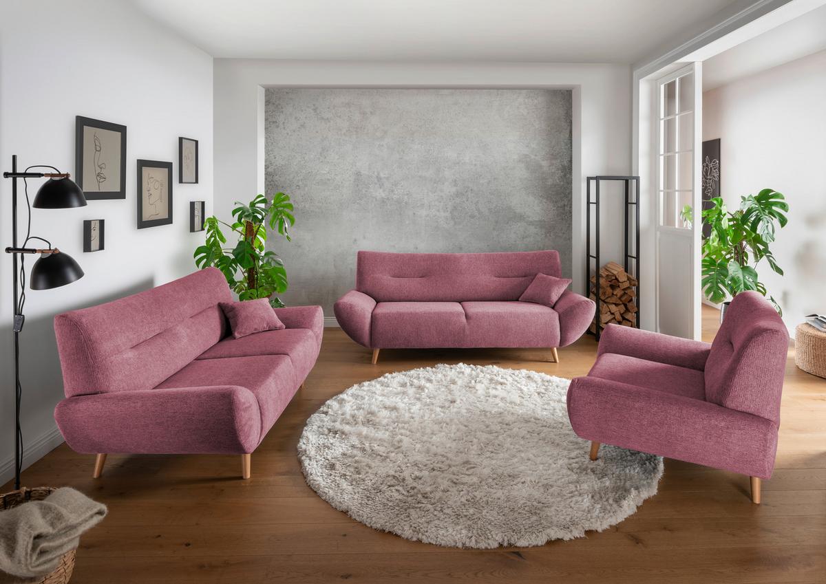 2-Sitzer-Sofa Drago Brombeere - Wildeiche/Brombeere, MODERN, Holz/Textil (173/81/90cm) - MID.YOU