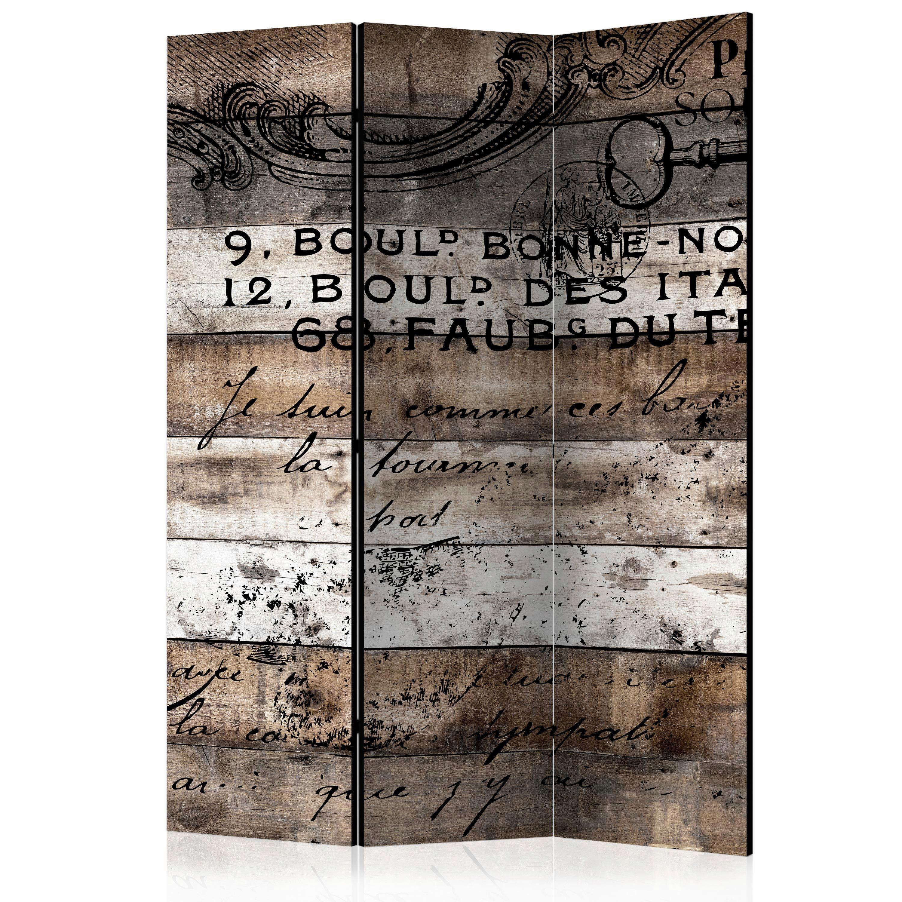 Paravent Weiß Hellbraun B: 135 cm - Hellbraun/Weiß, Basics, Holz/Textil (135/172/3cm) - artgeist
