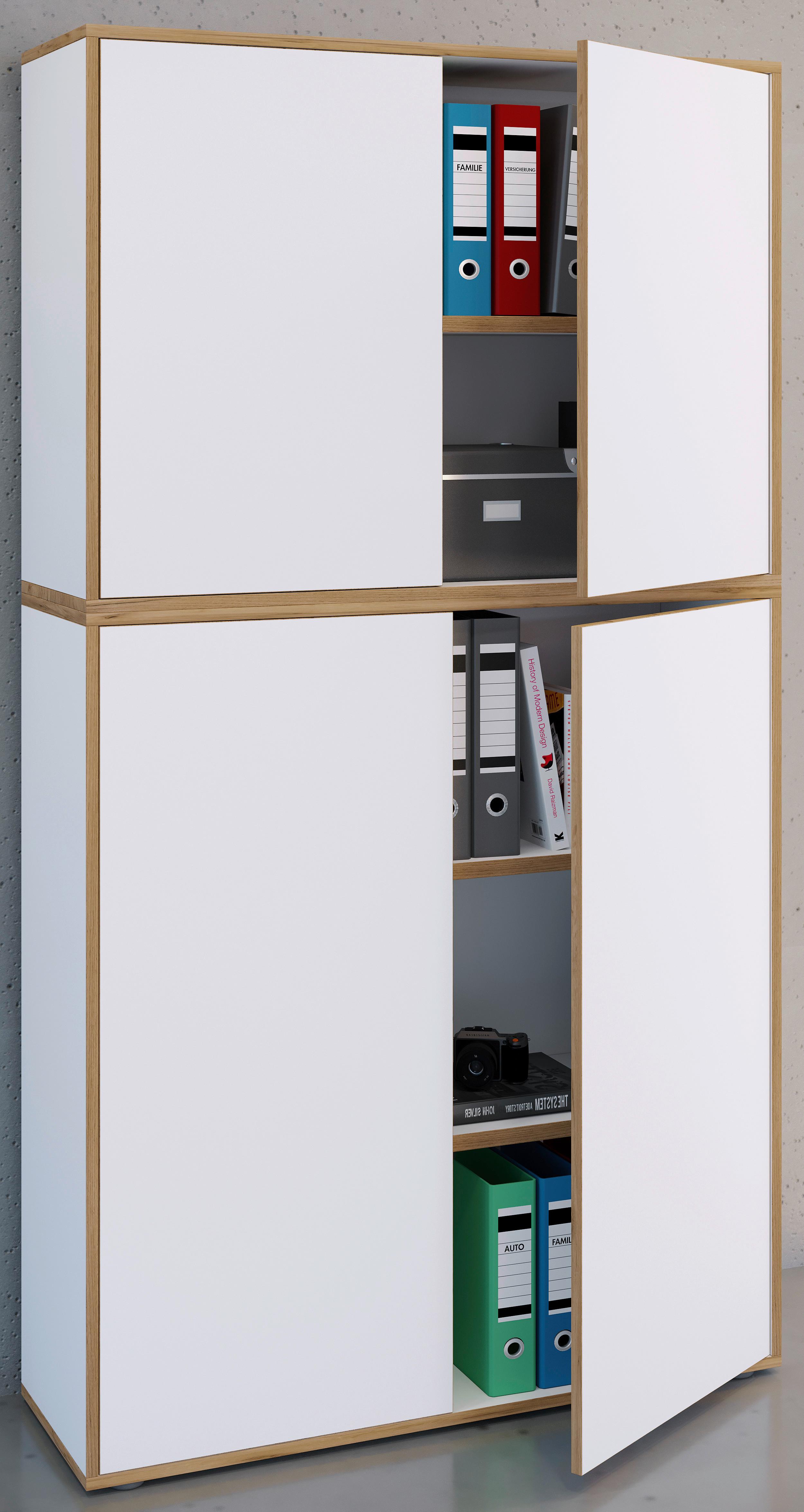 Aktenschrank Salia Weiß, Honigeiche B: 100 Cm - Honigeiche/Weiß, Design, Holzwerkstoff (100/183/33cm) - MID.YOU