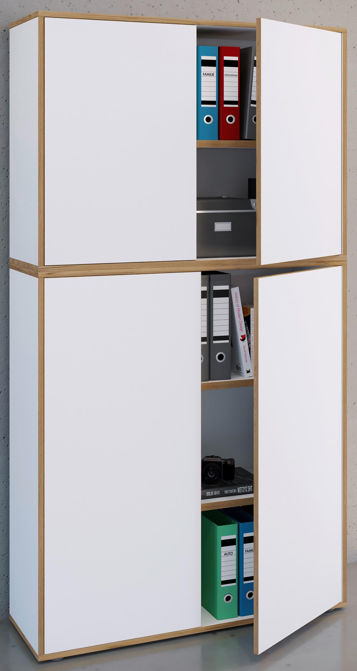 Aktenschrank Salia Weiß, Honigeiche B: 100 cm - Honigeiche/Weiß, Design, Holzwerkstoff (100/183/33cm) - MID.YOU
