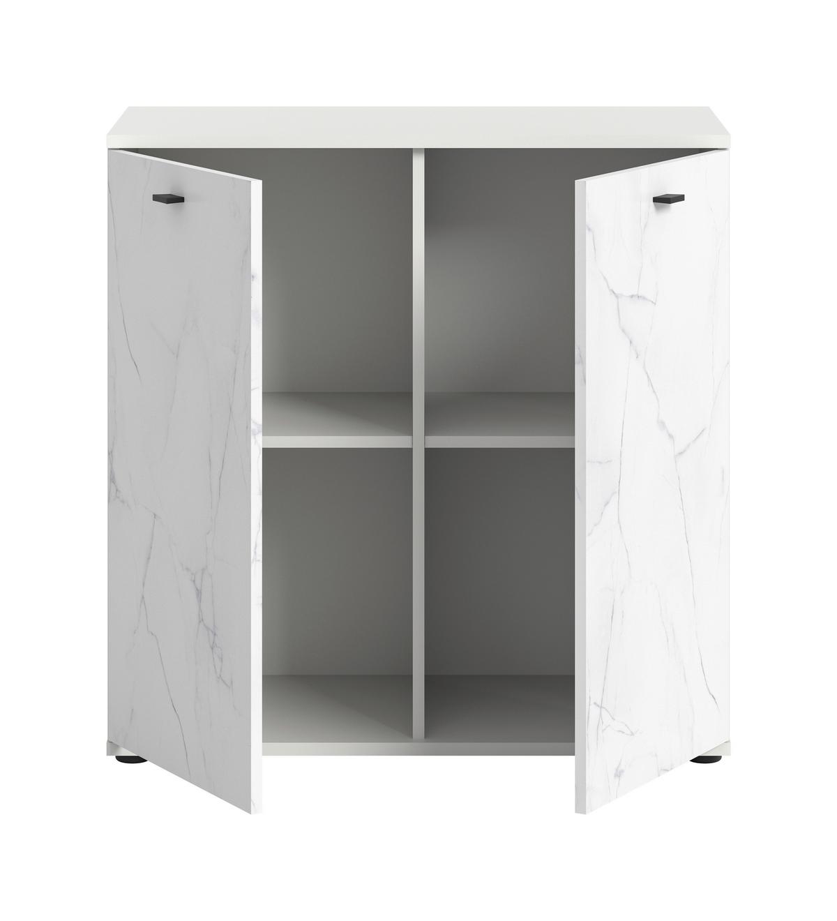 Kommode Stone Weiß B: 86 cm - Schwarz/Weiß, Design, Holzwerkstoff (86/87/40cm) - MID.YOU