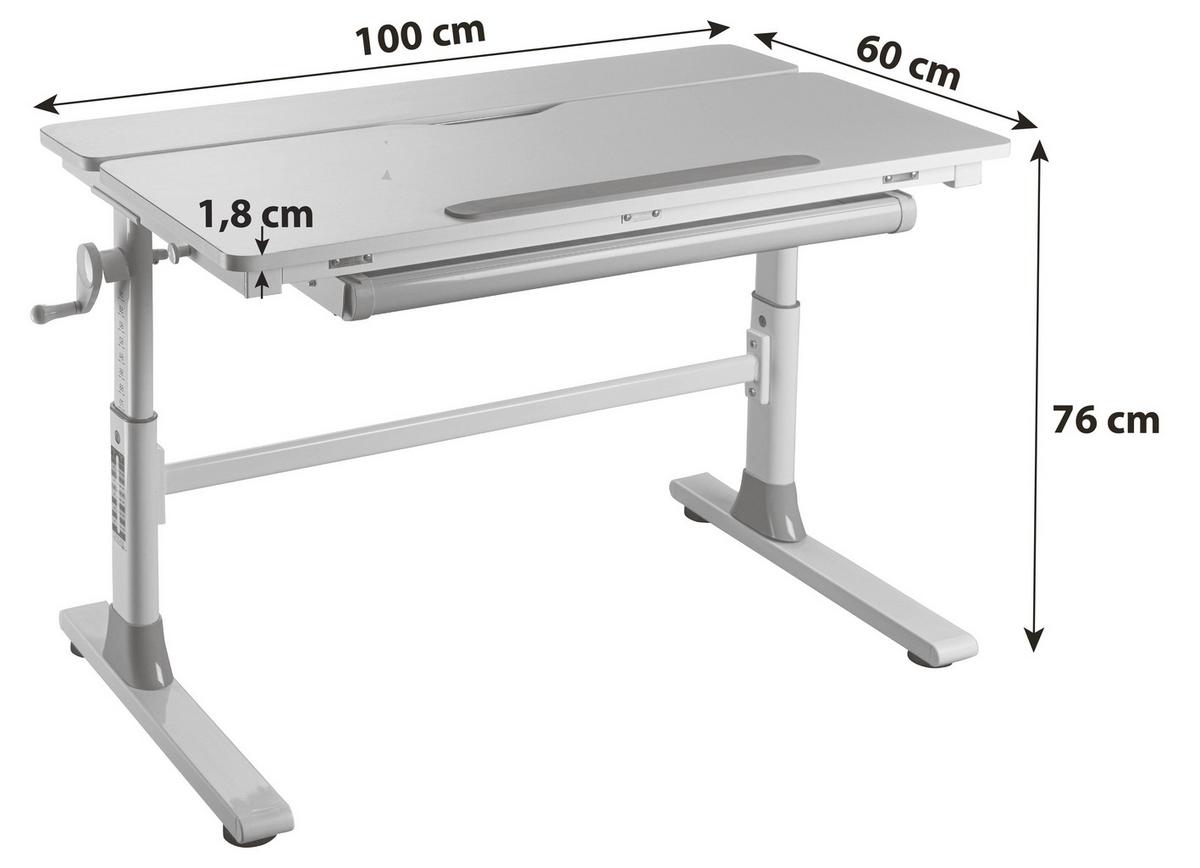 Jugendschreibtisch Frederik Weiß, 100 cm - Weiß, MODERN, Holzwerkstoff/Metall (100/76/60cm) - MID.YOU