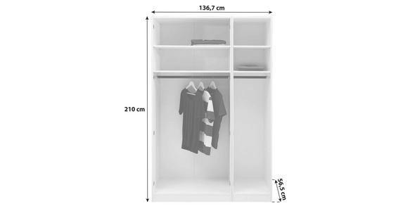 Offener Kleiderschrank 137 cm Unit Weiß - Weiß, MODERN, Holzwerkstoff (136,7/210/56,5cm) - Ondega