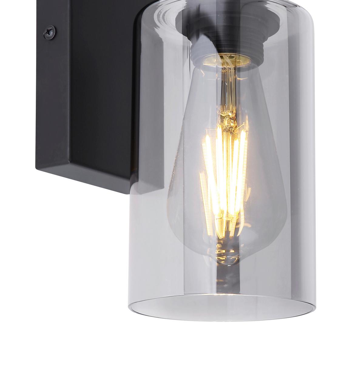 Wandleuchte 1-Flammig Grau/Schwarz - Schwarz/Grau, Design, Glas/Metall (10/15/23cm) - Globo