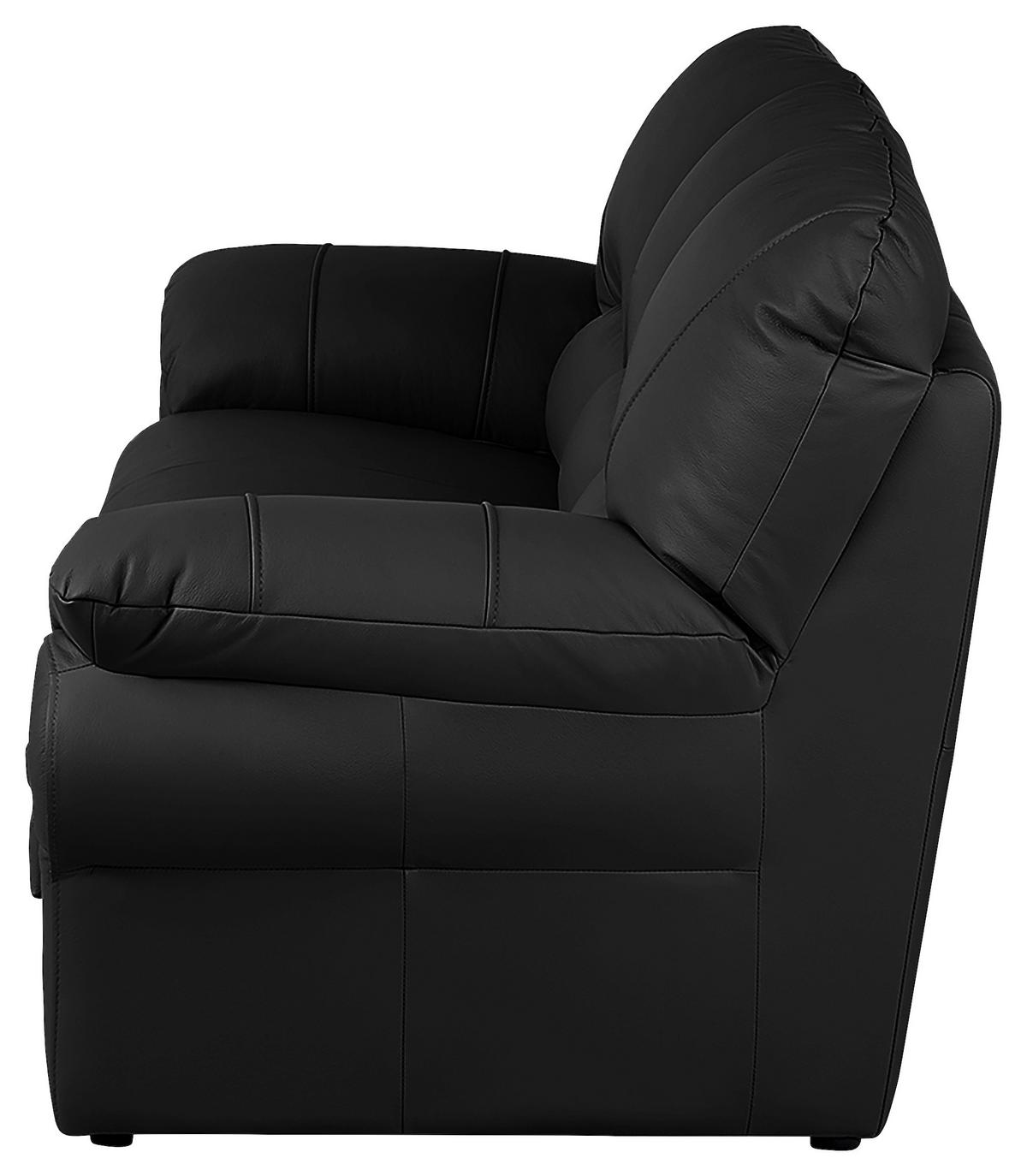 3-Sitzer-Sofa Oslo Schwarz B: 205 cm - Schwarz, Design, Leder (205/92/85cm) - Livetastic