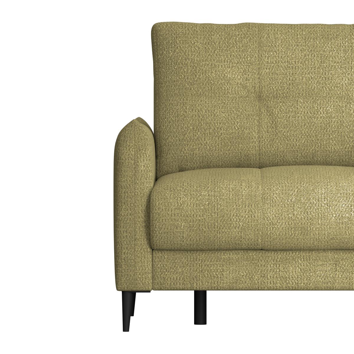 Ecksofa Polis Webstoff hellgrün, 221x142cm - Schwarz/Hellgrün, Trend, Textil (221/142cm) - Ondega