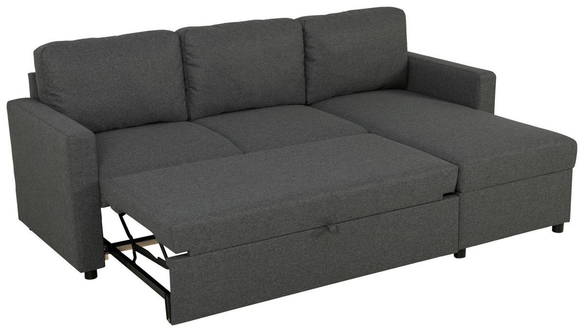 Ecksofa Rosi - Anthrazit/Schwarz, Basics, Textil (215/145cm) - P & B