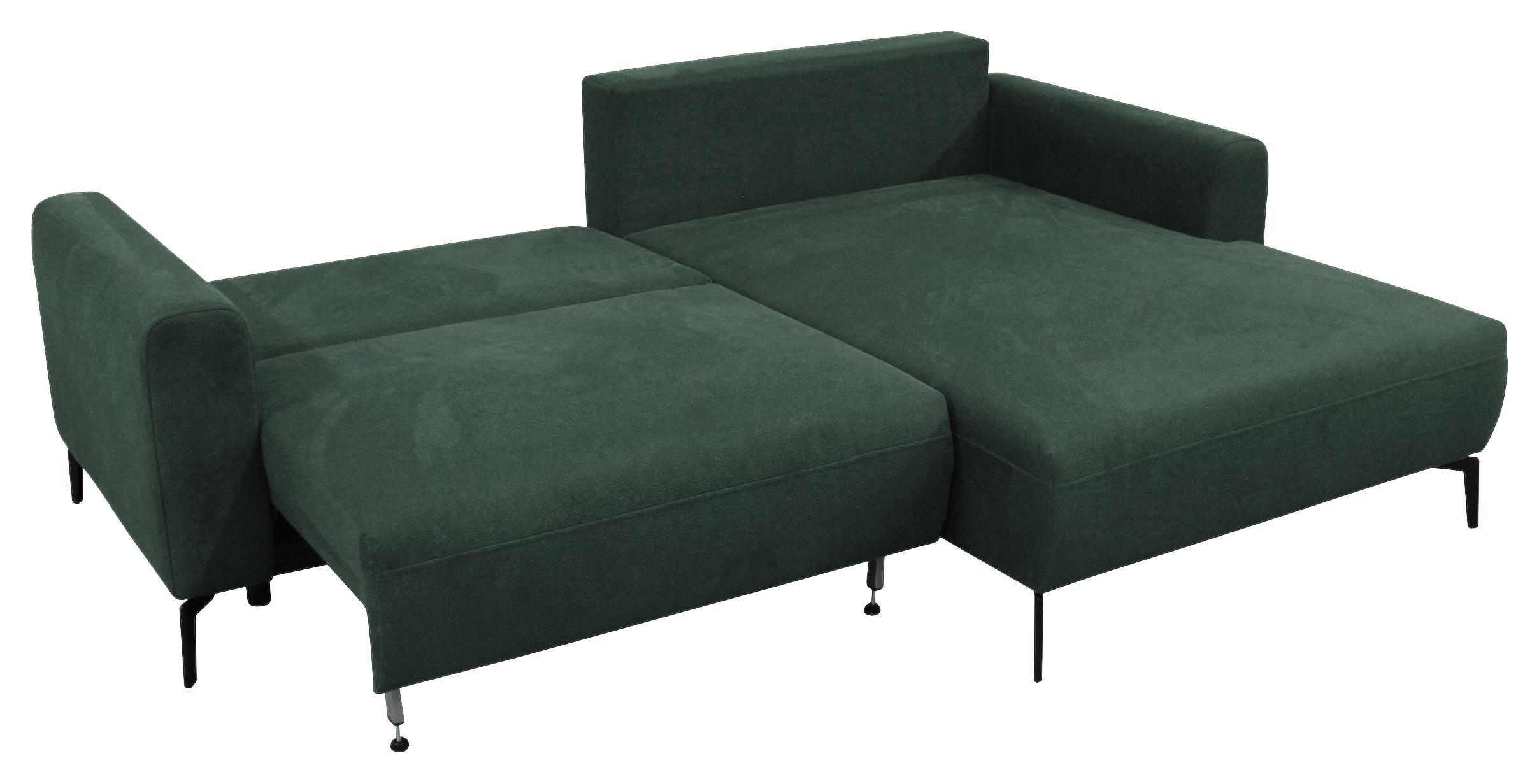 Ecksofa Prince Dunkelgrün S: 240x163cm - Dunkelgrün/Schwarz, Design, Textil (240/163cm) - MID.YOU