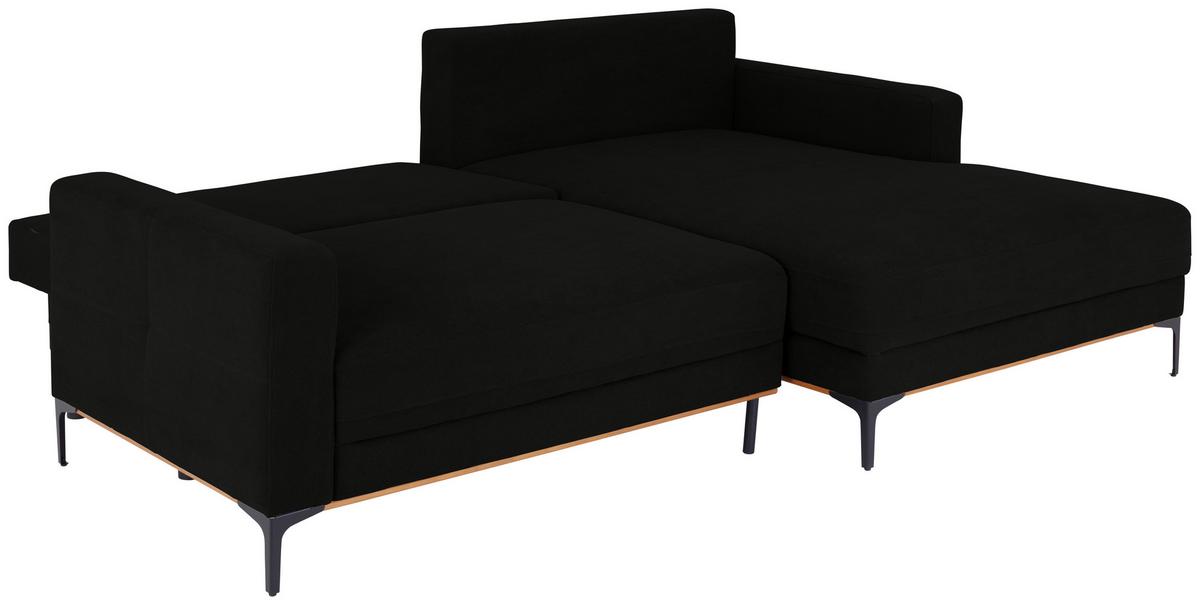 Rohová sedačka BERGAMO, pravá, černá - černá, Moderní, kov/textil (238/162cm) - Ondega