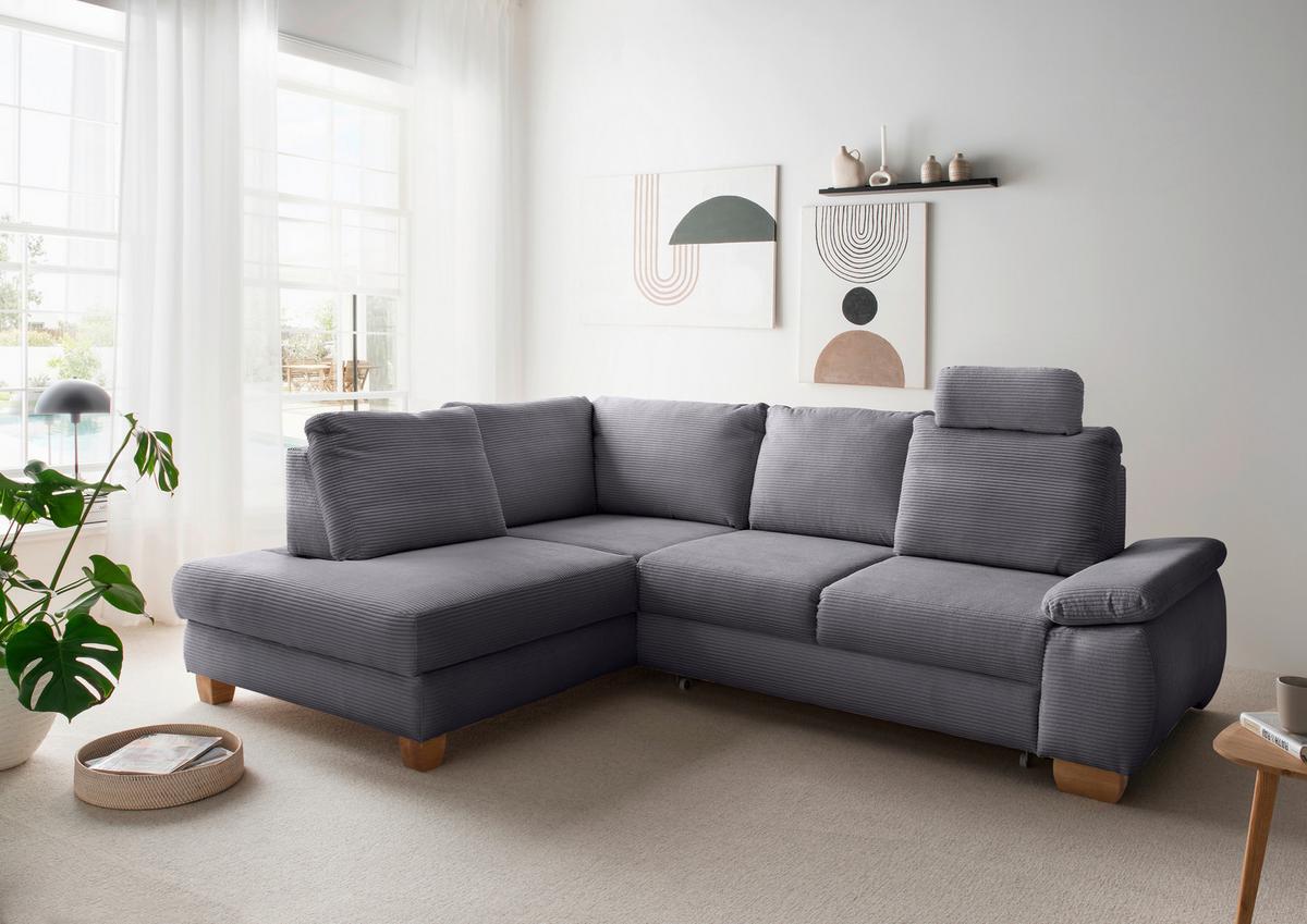 Eckschlafsofa Positano Dunkelgrau S: 206x261 Cm - Wildeiche/Dunkelgrau, MODERN, Textil (206/261cm) - Livetastic
